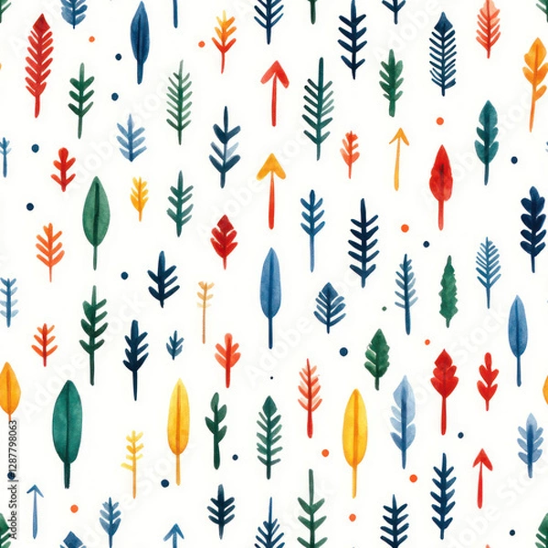 Fototapeta Forest leaf pattern Colorful leaf art. Decorative fall foliage. White seamless background