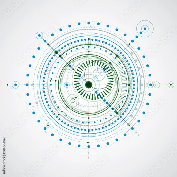 Fototapeta Technical plan, abstract engineering draft for use in graphic an