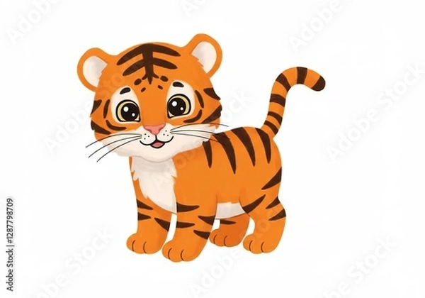 Fototapeta Adorable Tiger Cub Poses Playfully. AI Generated