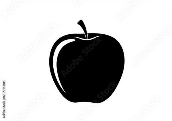Fototapeta Bold Black Apple Silhouette Simple Design. AI Generated