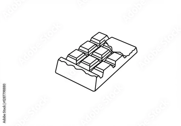 Obraz Melted Chocolate Bar Line Drawing Sweet Treat. AI Generated