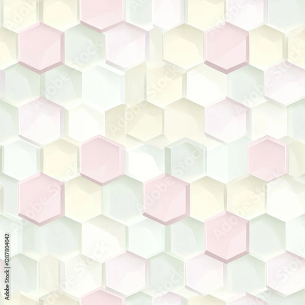 Fototapeta Geometric pattern hexagon tiles in pastels create a textured, modern abstract background