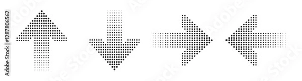 Fototapeta Set of abstract halftone arrow symbol. Halftone symbol design for web design.
