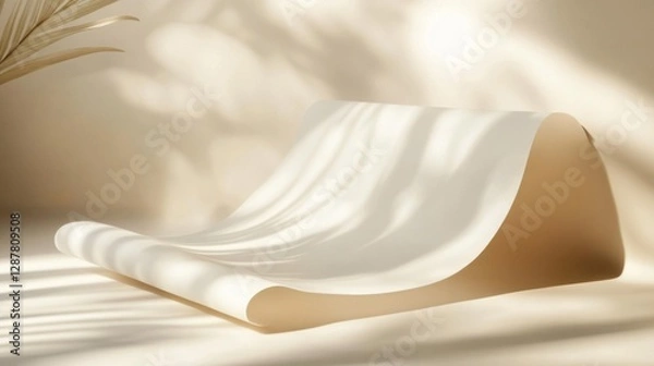 Obraz Beige Paper Scroll with Light and Shadow