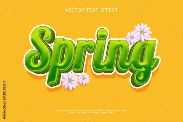 Fototapeta Editable text spring 3D text effect template graphic design