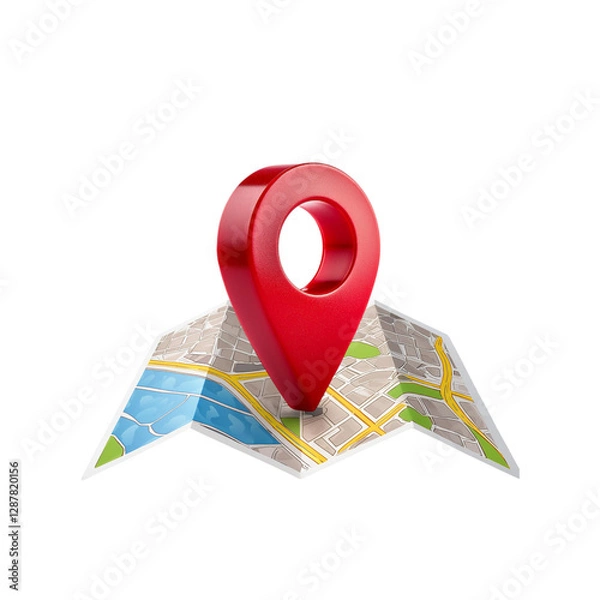 Obraz Location pin with map on transparent background