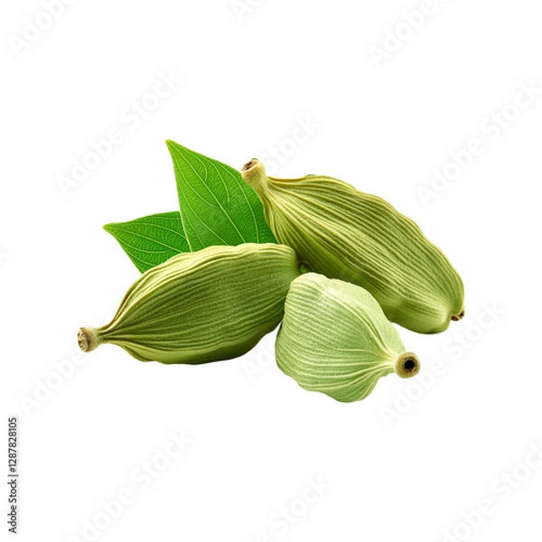 Obraz Fresh cardamom with leaf on transparent background