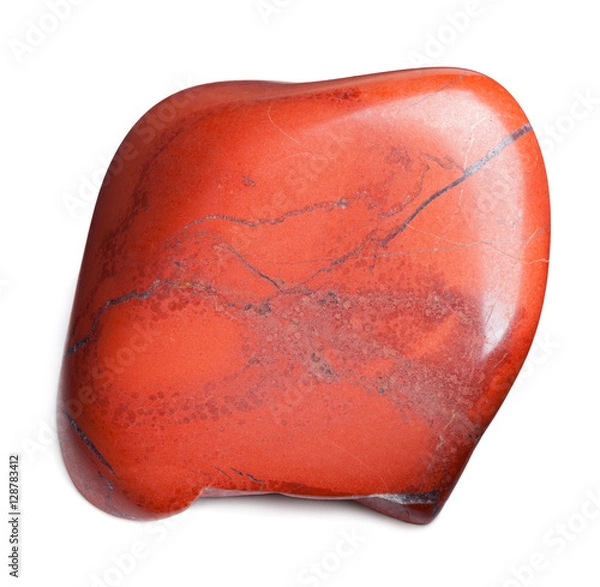 Fototapeta Red jasper stone isolated on white with clipping path