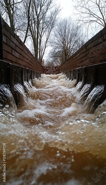 Obraz Urban Flood Channel Flowing