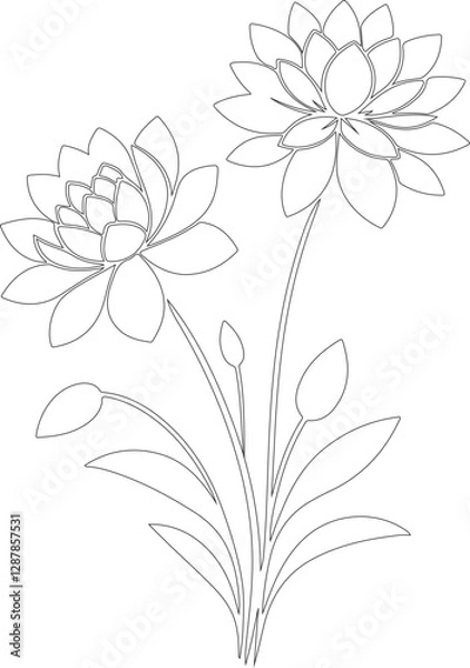 Fototapeta "Minimalist One Line Flower Illustration | Elegant Floral Line Art on White Background"