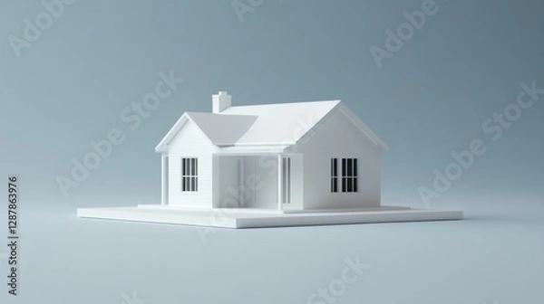 Obraz Minimalist white house model, studio shot