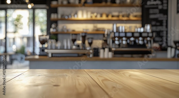 Obraz Coffee shop, Cafeteria, Bistro. Empty Surface for product presentation