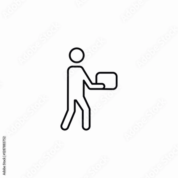 Fototapeta man carries a box in his hands icon vector sign