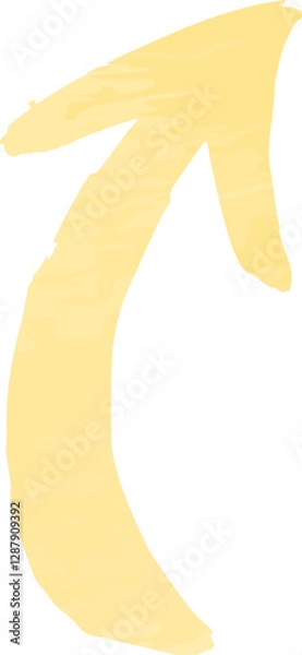 Obraz 水彩風　曲がった黄色の上昇矢印のイラスト