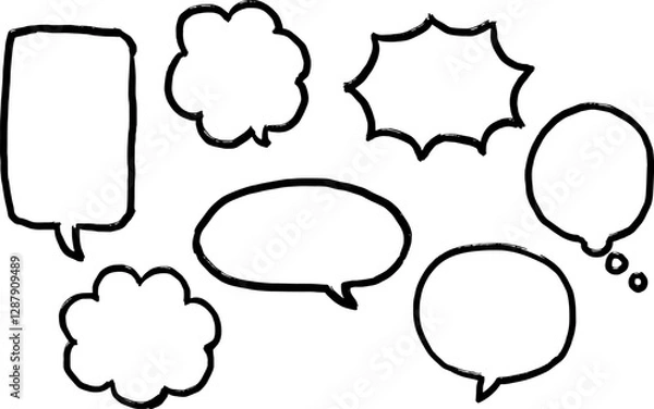 Obraz 手描き風吹き出しセット　丸やアメコミ風爆発吹き出しなど