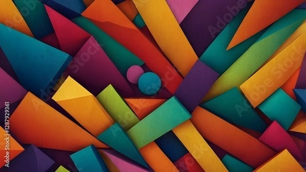 Fototapeta Colorful wallpaper image depicting diferent colorful shapes Generative AI
