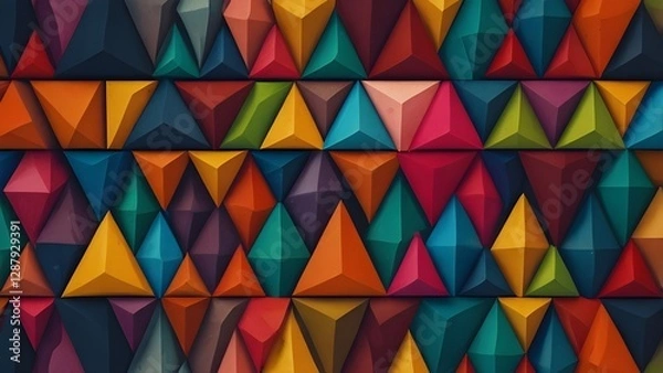 Fototapeta Colorful wallpaper image depicting diferent colorful shapes Generative AI
