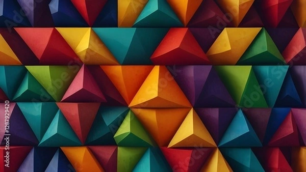 Fototapeta Colorful wallpaper image depicting diferent colorful shapes Generative AI

