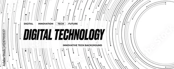 Obraz Modern white digital background with black thin lines and circle circuit wires on circuit AI board. Technology bg. Abstract elegant web banner for presentation. Tech vector illustration.