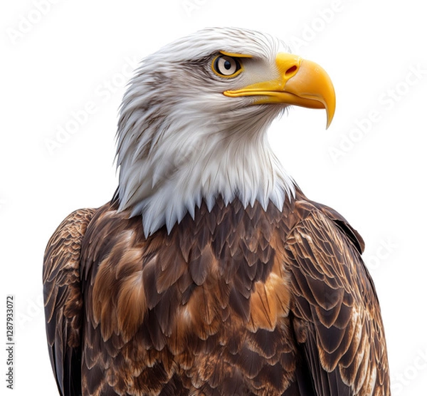 Fototapeta Bald eagle. Bird profile close-up. Symbol of America. Isolated on white and transparent background