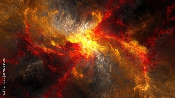 Fototapeta Fiery abstract background with red and yellow light streaks, creating a high-energy visual effect.