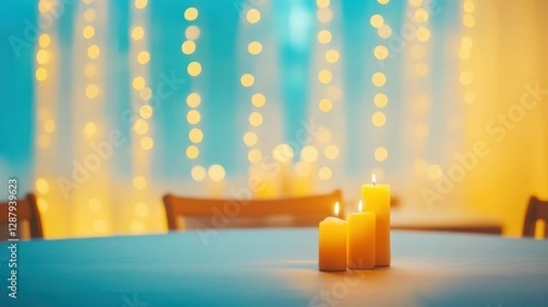 Obraz Warm candlelight ambiance with soft bokeh glow for relaxation or event decor