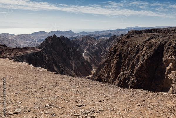 Fototapeta Gishron Gorge near Eilat and the border in this gorge between Egypt and Israel.