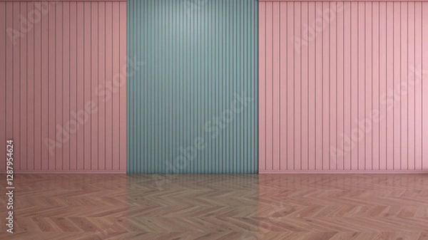 Fototapeta Room interior with wall background. 3D rendering ,3D illustration	
