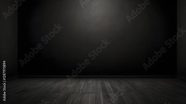 Fototapeta Plain Solid absolutely Black colour background empty space for background of studio room and display ad or product or website template Genrative Ai