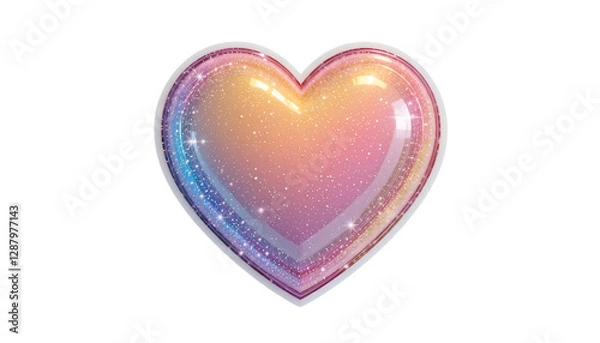Obraz Glittery Pastel Heart, Rainbow Sparkle - Y2K revival
