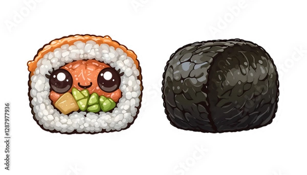 Obraz Kawaii Sushi Roll & Maki Illustration - Kawaii