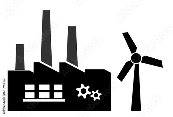 Obraz Usine et une éolienne