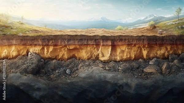 Fototapeta Earth Layers Cross Section Panorama