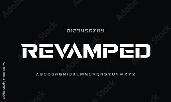 Fototapeta Revamped vector font alphabet with numbers