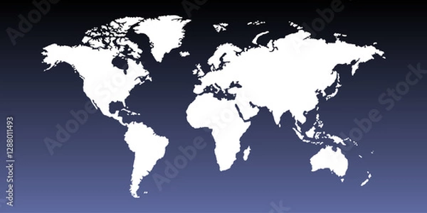 Fototapeta Detailed world map image, perfect for travel blogs, business presentations, educational materials, and design projects. Enhance your content with this high-quality visual. Black background.