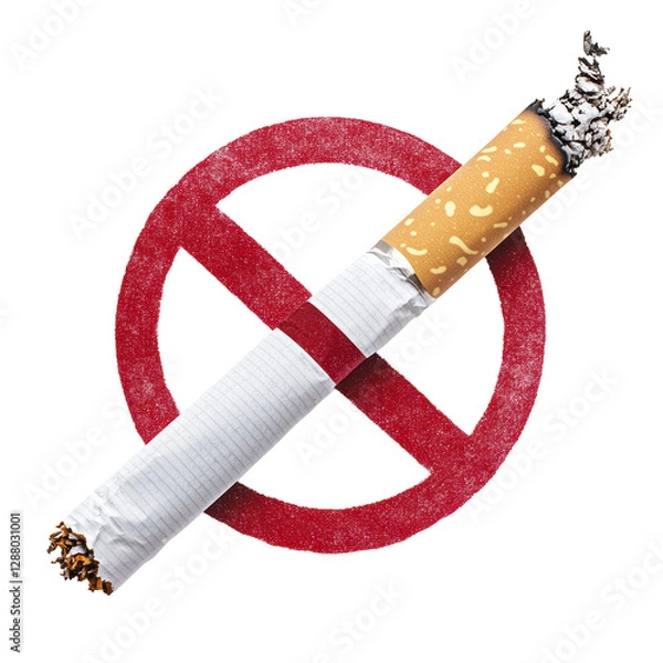 Fototapeta Isolated Graphic No Smoking Symbol with Burned Cigarette
