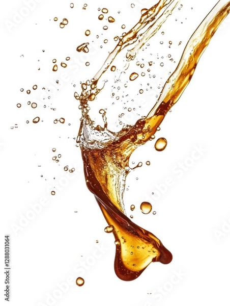 Fototapeta Isolated Splash of Cola with Bubbles and Droplets