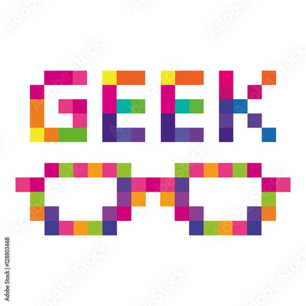Obraz Geek glasses colored pixels computer logo