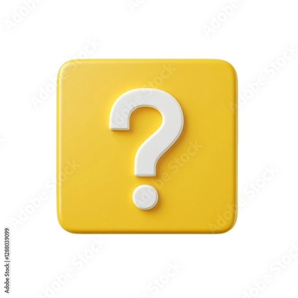 Fototapeta Isolated 3D Yellow Question Mark Block
