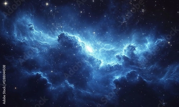 Fototapeta Cosmic Blue Abstract Background, Generative AI