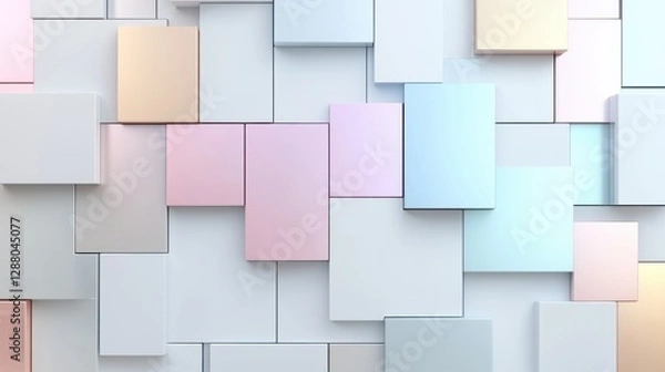 Fototapeta Colorful geometric pastel panels create a modern abstract background with 3D effect and soft hues.
