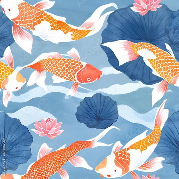 Fototapeta seamless pattern with fishes