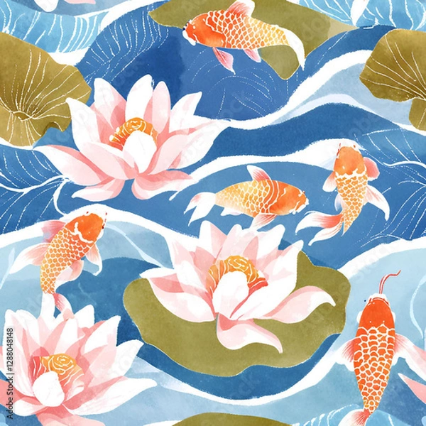 Fototapeta seamless pattern with fishes