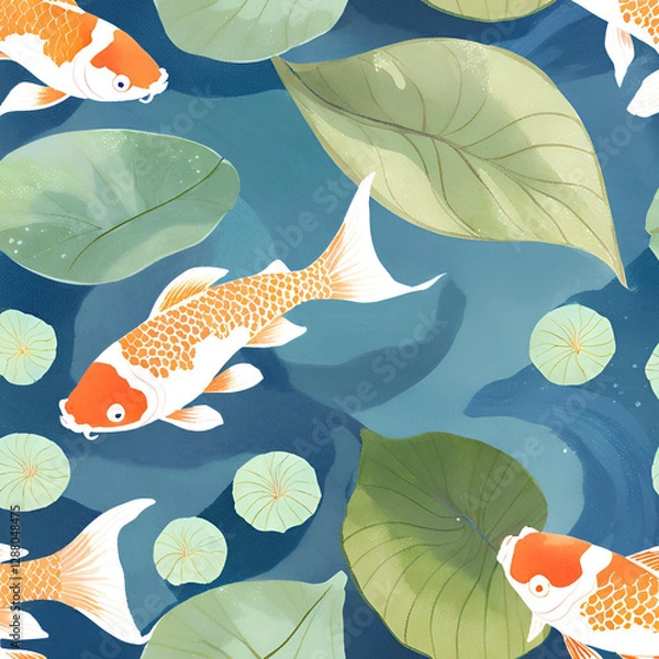 Fototapeta seamless pattern with fishes