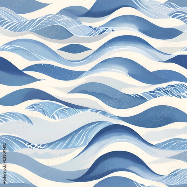 Fototapeta sea waves seamless pattern