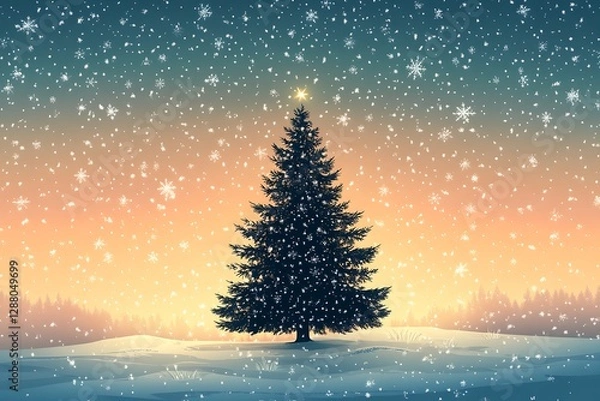 Fototapeta Snowy Christmas Tree Scene (7)