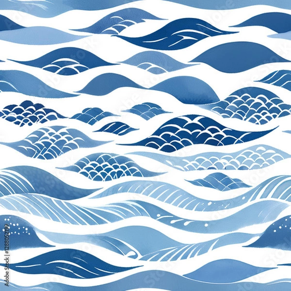 Obraz sea waves seamless pattern