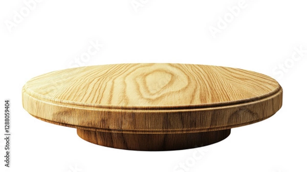 Fototapeta Wooden serving platter displayed on white background for culinary presentations and kitchen decor
