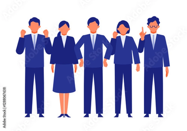 Obraz Concept for Problem Solving.  Working people cartoon character head collection set. People face profiles avatars and icons. Close up image of positive people.