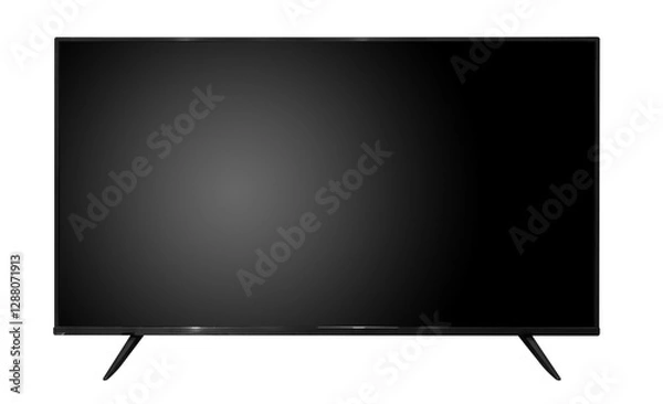 Fototapeta Flat screen LCD TV, modern style and wall mount design with sleek design.Black television template with empty. Copy space. transparent background with png